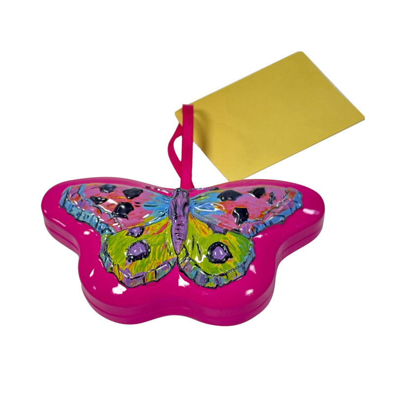 Custom design top quality butterfly shaped chocolate candy tin can packaging