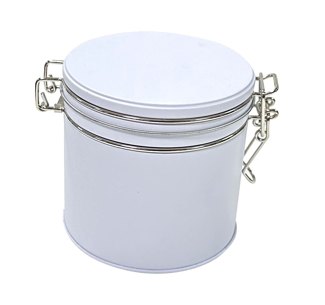 Custom printing design food grade airtight round white matte tins custom coffee tin tea tin container with double lids manufacturers