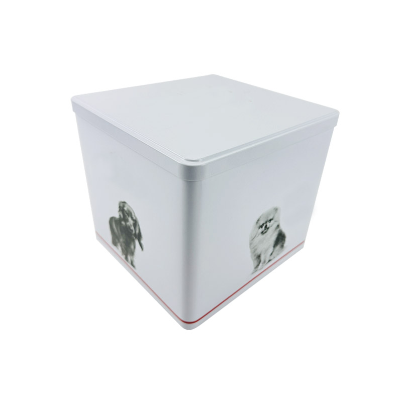 High quality custom design large rectangular gift box Pet food storage tin container with lid packaging