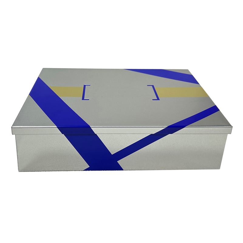 Hot sale customized luxury cosmetic rectangular perfume tin box embossed metal packaging