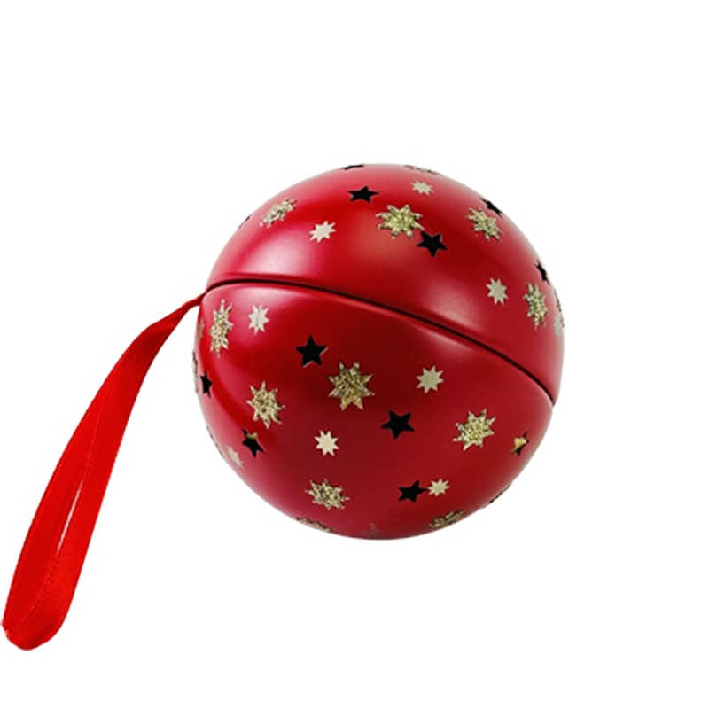 Hot sales custom design ball shape tin box Christmas metal gift packaging box chocolate candy tin box packaging
