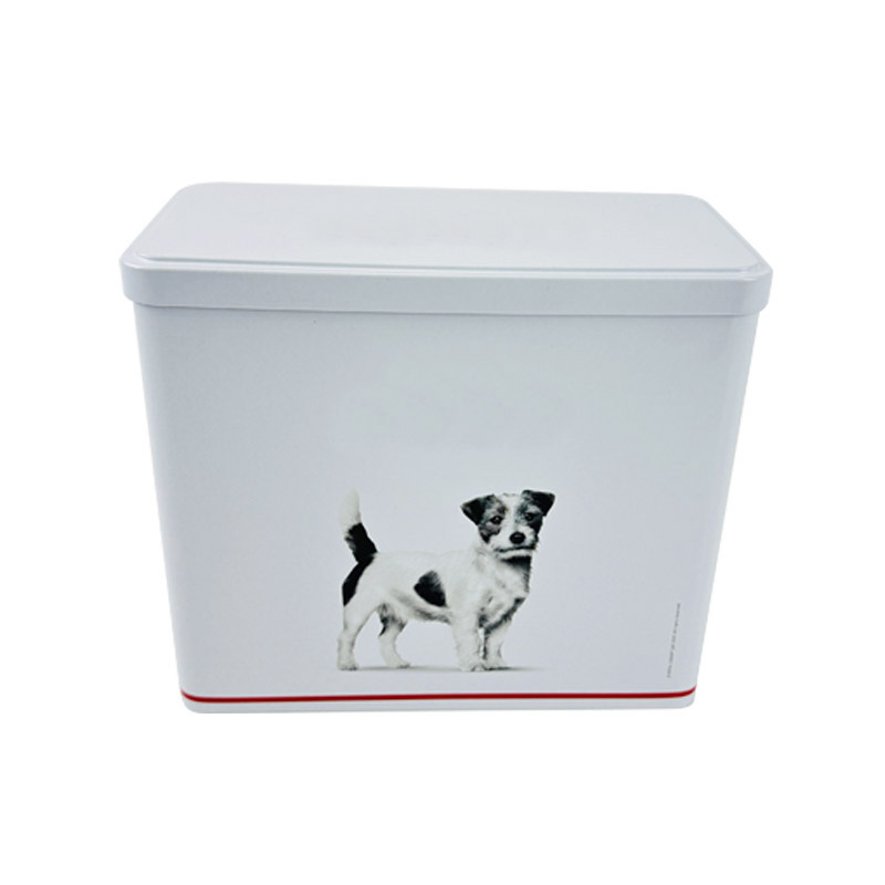 Hot sales custom design Pet treat food storage tin container with lid packaging