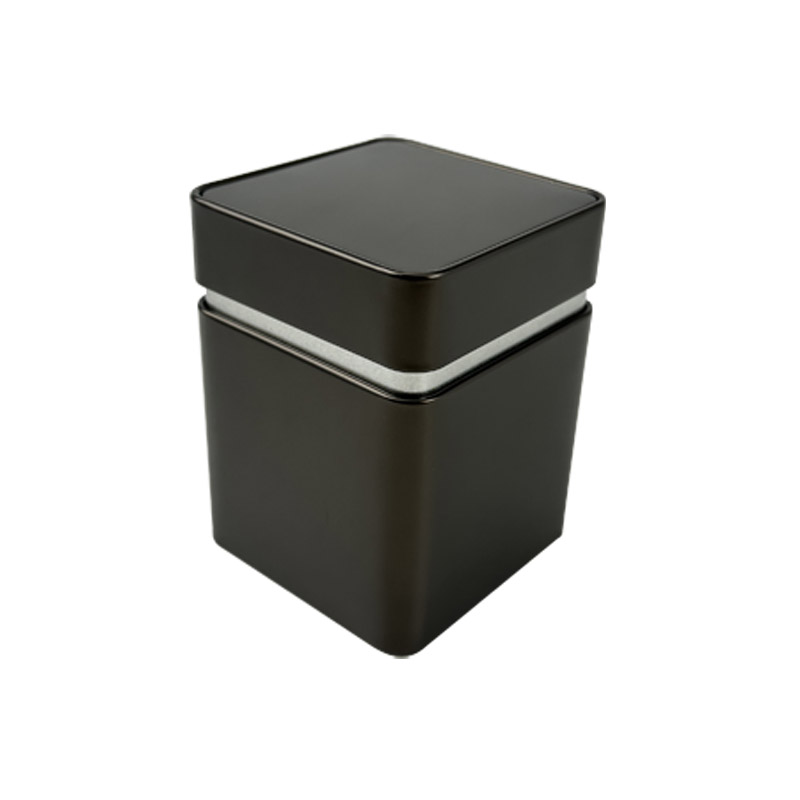 New custom printed luxury tea caddy tin coffee can empty airtight metal square tea tin box packaging