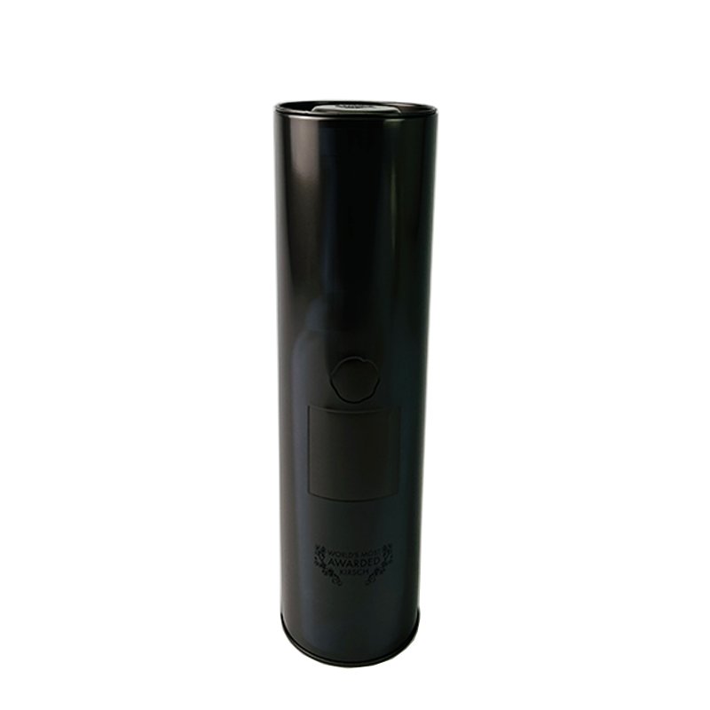 OEM recyclable alcohol beverage tall round tin whisky vodka storage metal gift box tin packaging