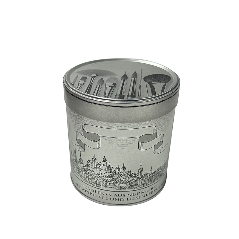private label luxury cosmetics metal makeup brushes gift box beauty tool tin can with lid packaging